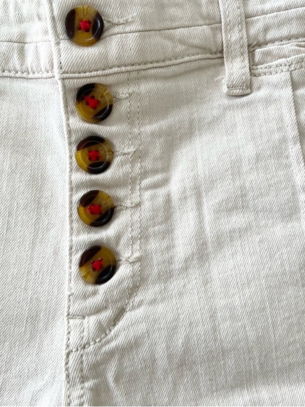 Pilcro Anthropologie Ivory Denim Shorts 26 High Rise Button Fly Boyfriend - Picture 4 of 10